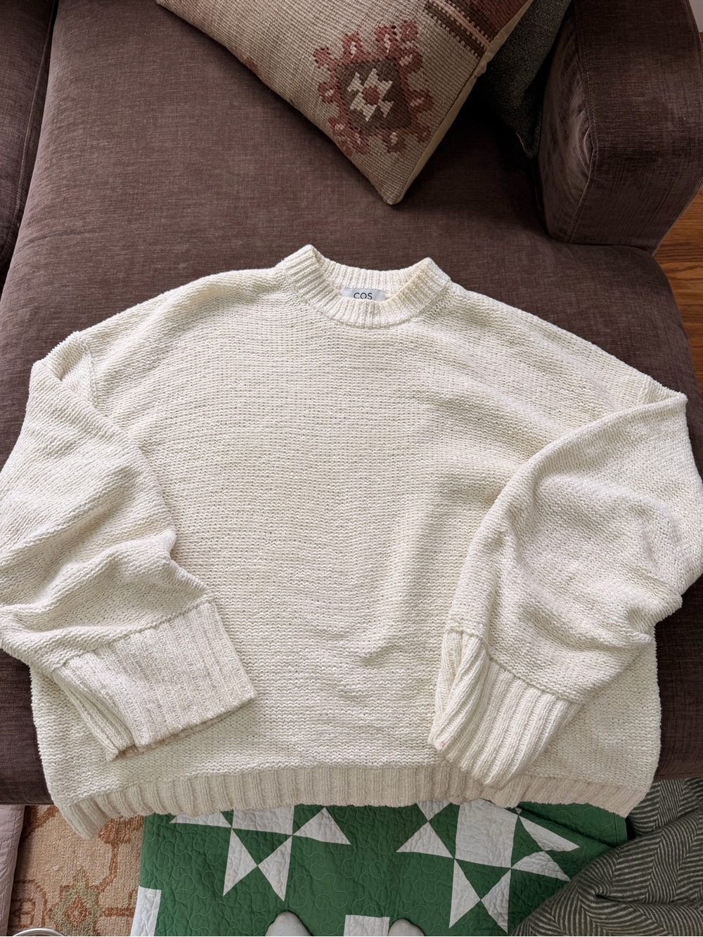 COS Women’s Cream Textured Crewneck Sweater